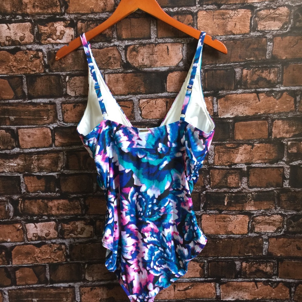 Calvin Klein One Piece Floral Print Bathing Suit - Picture 3 of 4